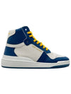 SL24 Perforated Leather Mid Top Sneakers White Blue - SAINT LAURENT - BALAAN 4