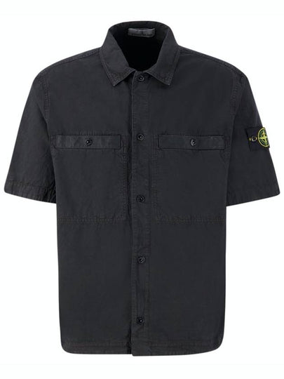 Compass Patch Short Sleeve Shirt Black - STONE ISLAND - BALAAN 2