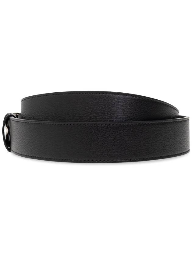 B Bold Buckle Leather Belt Black - BALLY - BALAAN 4