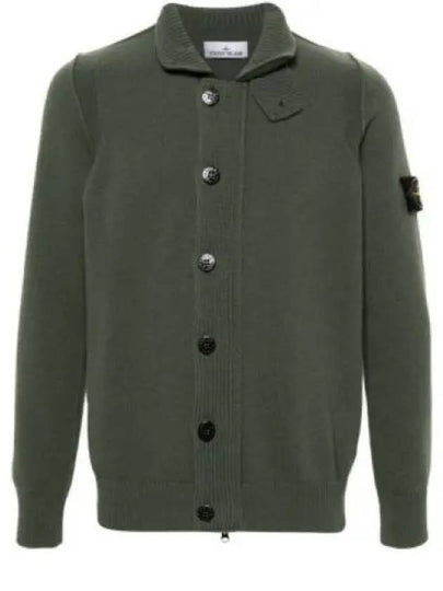 Wappen High Neck Button Up Wool Cardigan Green - STONE ISLAND - BALAAN 2