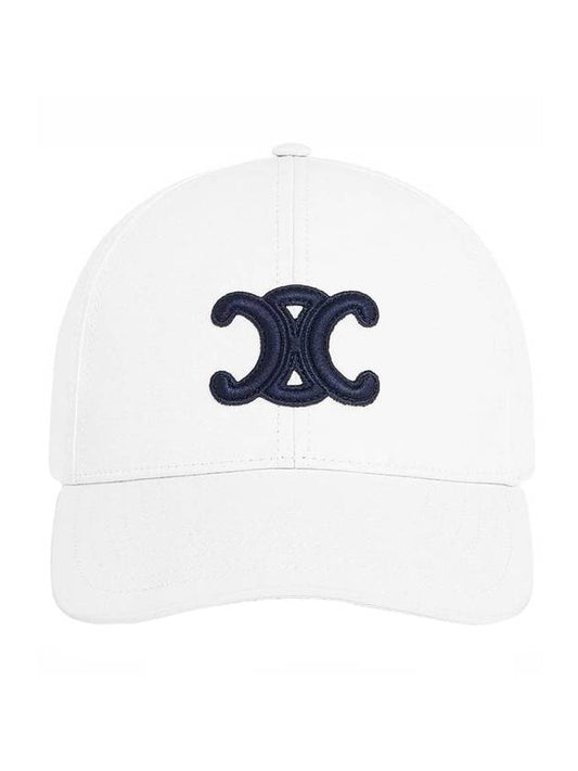 Triomphe Logo Cotton Ball Cap White - CELINE - BALAAN 1