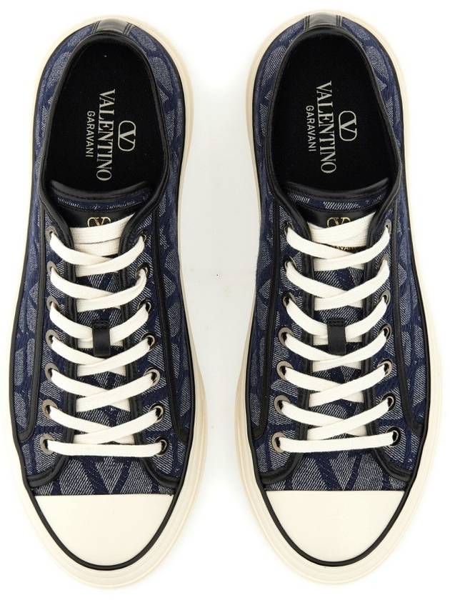 Totalloop Effect Low Top Sneakers Denim Blue - VALENTINO - BALAAN 6