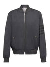 Diagonal Striped Knit Rib Blouson Bomber Jacket Dark Grey - THOM BROWNE - BALAAN 2