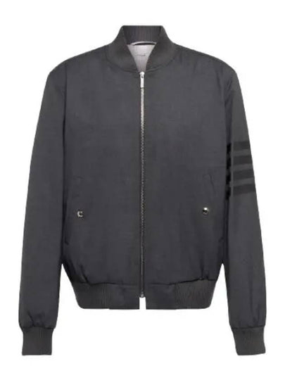 Diagonal Striped Knit Rib Blouson Bomber Jacket Dark Grey - THOM BROWNE - BALAAN 2