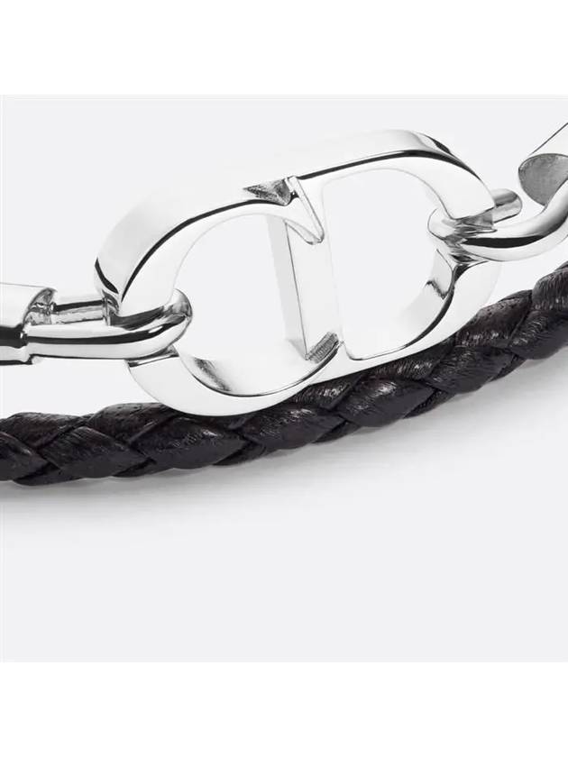 CD Icon Braided Leather Bracelet Black - DIOR - BALAAN 3