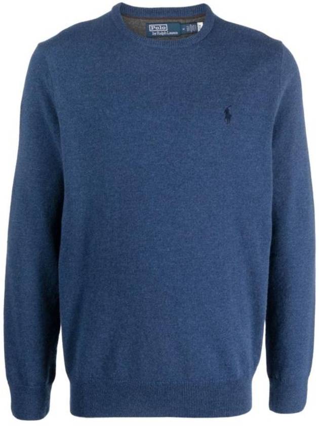 Men's Logo Crew Neck Knit Top Blue - POLO RALPH LAUREN - BALAAN 1