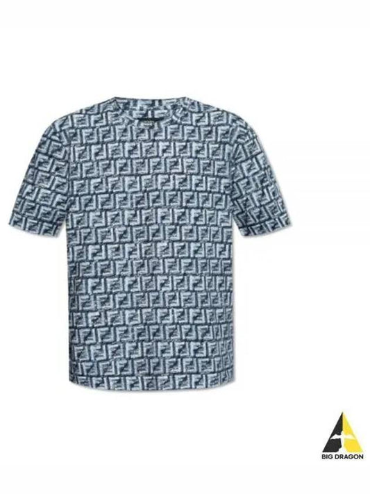 FF Cotton Short Sleeve T-Shirt Blue - FENDI - BALAAN 2