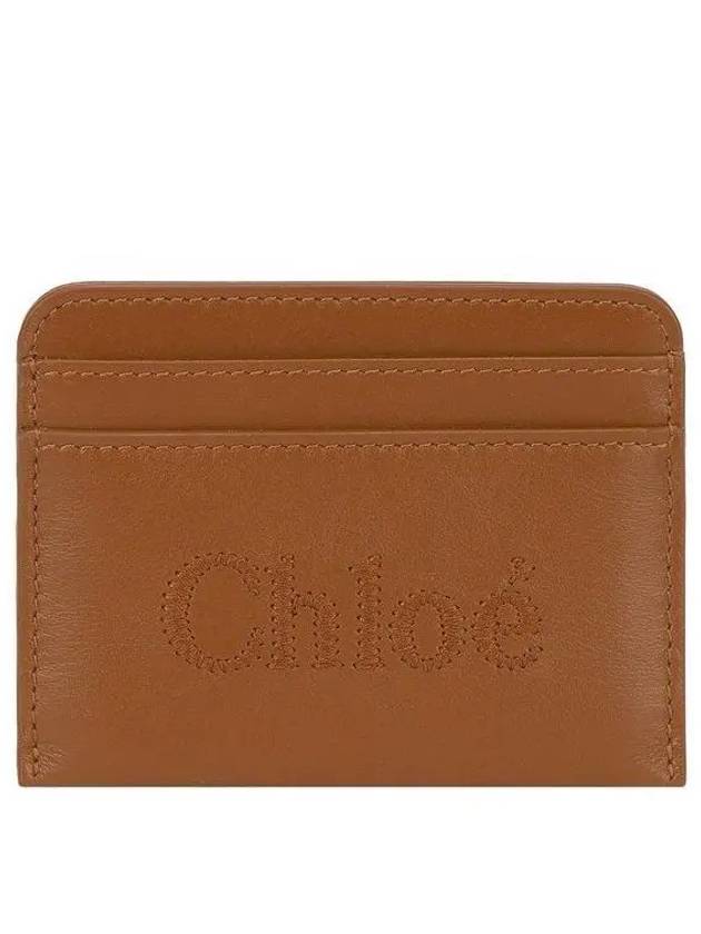 Embroidered Logo Calfskin Card Holder Brown - CHLOE - BALAAN 2