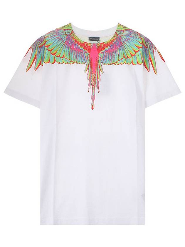 Men's Fluo Wing Print Short Sleeve T-Shirt White - MARCELO BURLON - BALAAN 2