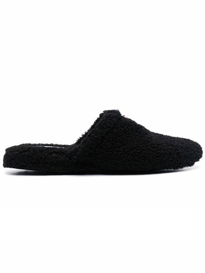 Men's Logo Tab Shearling Slippers Black - THOM BROWNE - BALAAN 2