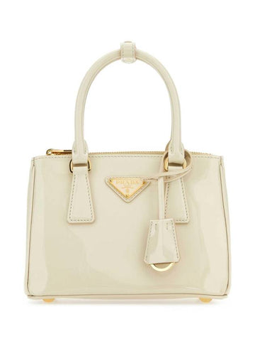 Galleria Patent Leather Mini Bag Ivory - PRADA - BALAAN 1