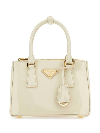 Galleria Patent Leather Mini Bag Ivory - PRADA - BALAAN 1