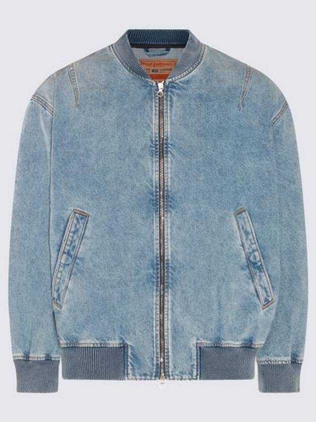 D Vinz Logo Embroidered Denim Bomber Jacket Blue - DIESEL - BALAAN 2