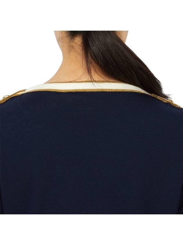 Boat Neck Knit Top Navy - GUCCI - BALAAN 8