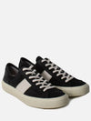 Logo Detail Suede Low Top Sneakers Black - TOM FORD - BALAAN 3