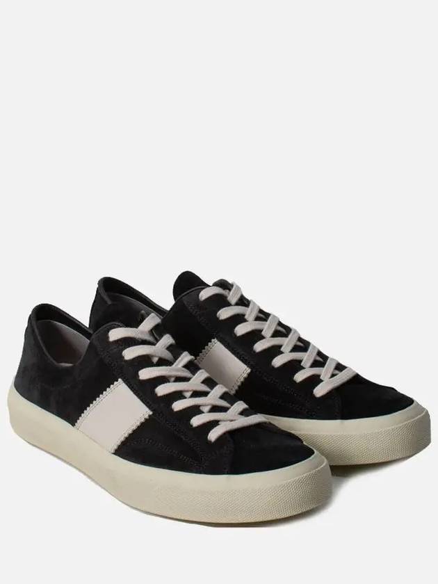 Logo Detail Suede Low Top Sneakers Black - TOM FORD - BALAAN 4