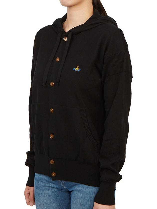 Embroidered Logo Hoodie Cardigan Black - VIVIENNE WESTWOOD - BALAAN 4