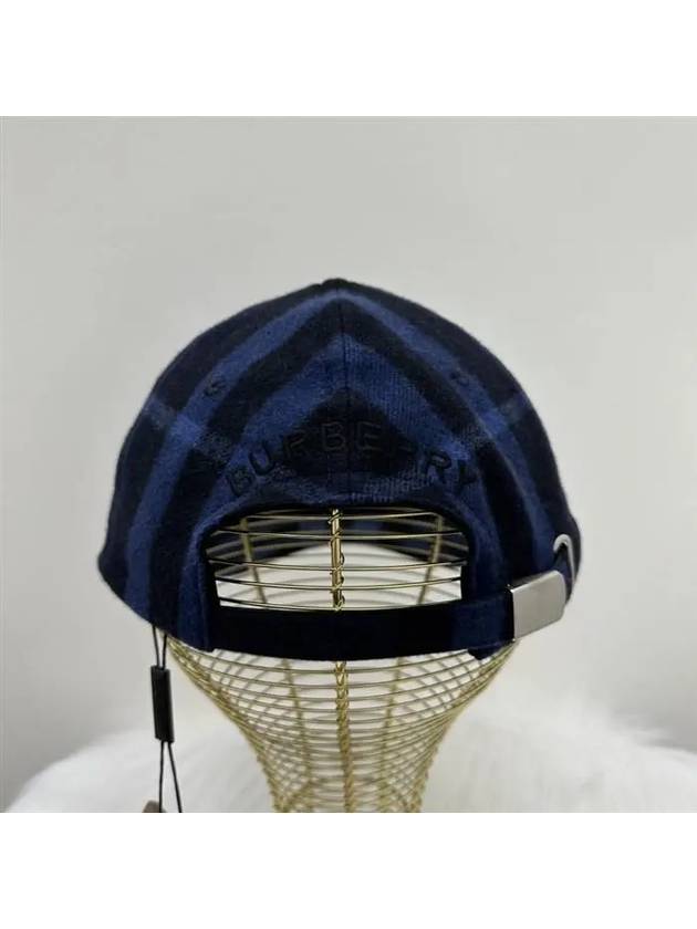 Check Pattern Wool Ball Cap Blue - BURBERRY - BALAAN.