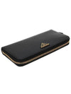 Saffiano Triangle Logo Long Wallet Black - PRADA - BALAAN 6