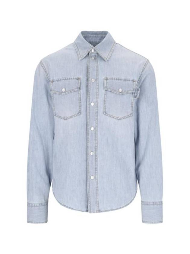 Bleached Denim Shirt Long Sleeve Shirt Light Blue - BOTTEGA VENETA - BALAAN 1