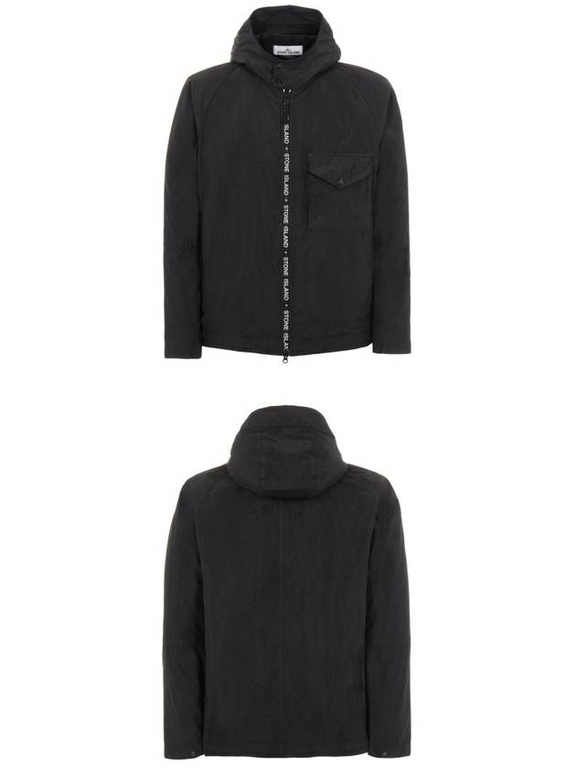 Logo Zipper Cupro Nylon Hooded Jacket Black - STONE ISLAND - BALAAN 5