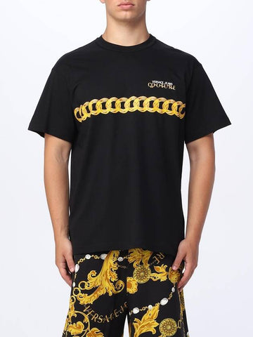 Versace Jeans Couture cotton T-shirt with Chain print - VERSACE - BALAAN 1