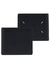 Stitched Bifold Leather Half Wallet Black - MAISON MARGIELA - BALAAN 2