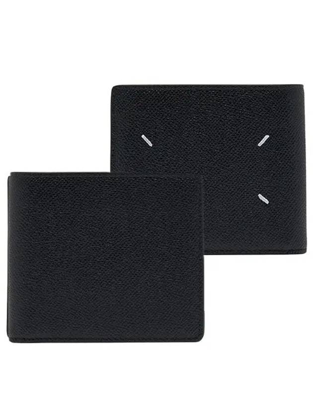 Stitched Bifold Leather Half Wallet Black - MAISON MARGIELA - BALAAN 2