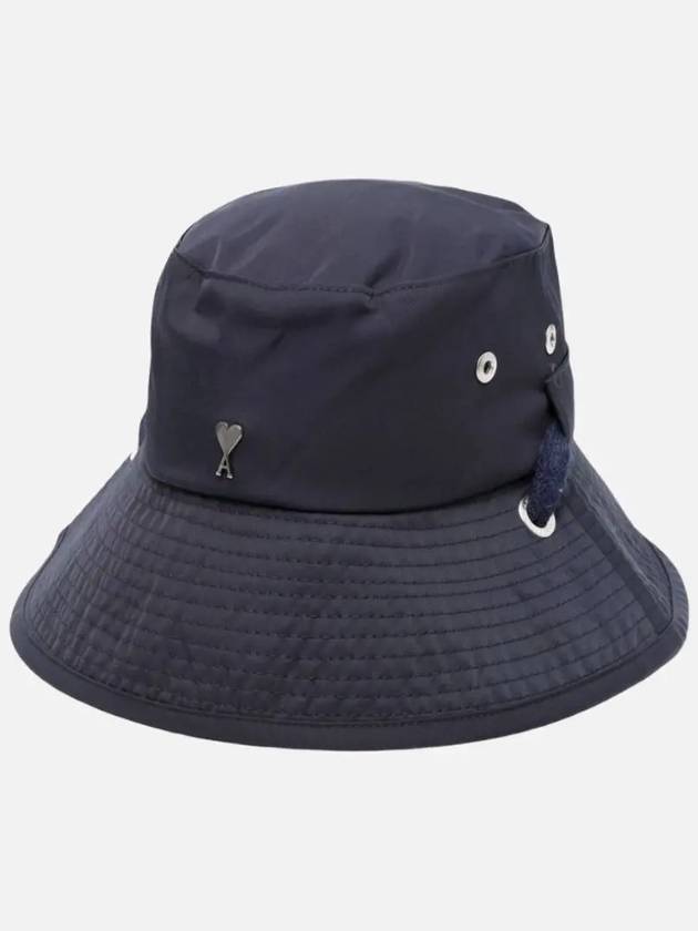 Heart Logo String Bucket Hat Navy - AMI - BALAAN 4