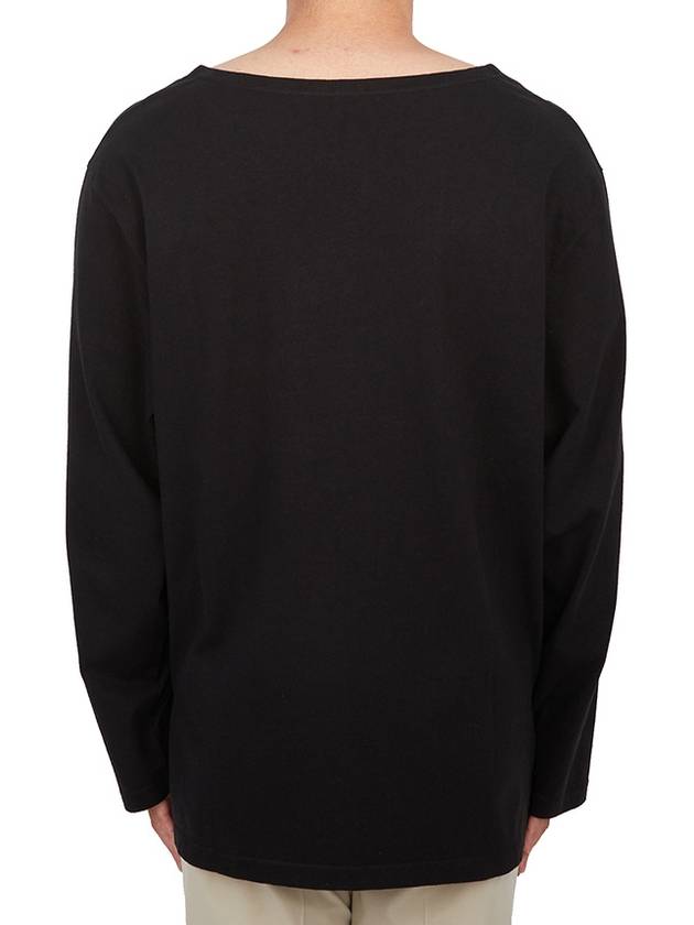 Wide Neck Cotton Long Sleeve T-Shirt Black - LEMAIRE - BALAAN 4