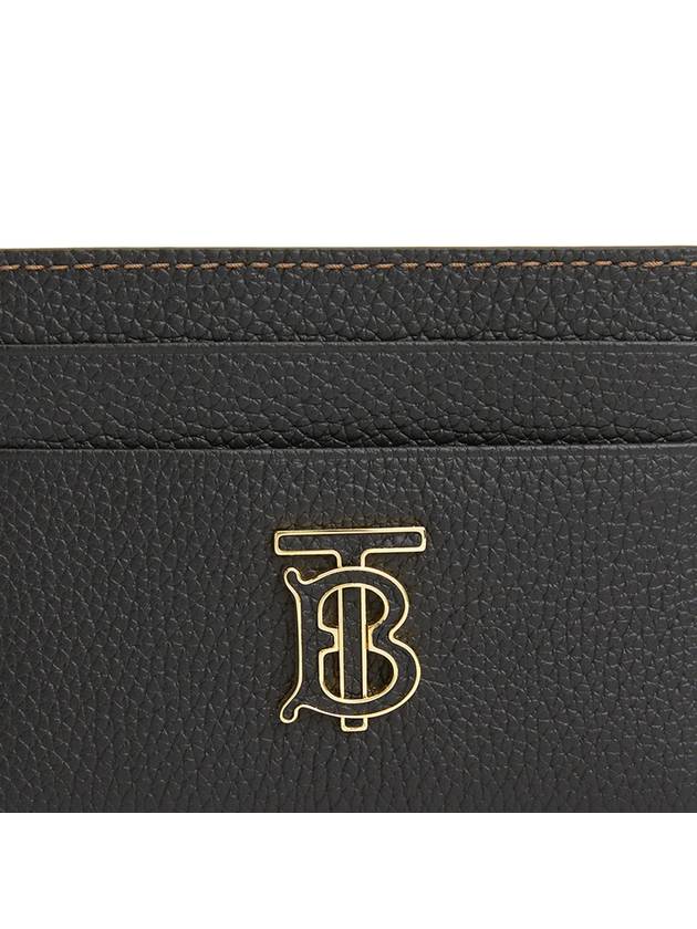 Grainy TB Logo Calfskin Card Wallet Black - BURBERRY - BALAAN 6