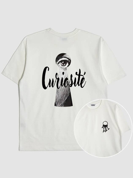UNISEX Curiosity Graphic Short Sleeve T Shirt CREAM WHITE - KLOR - BALAAN 1
