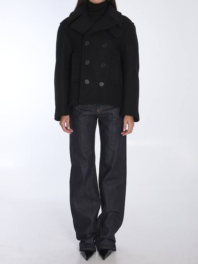 Oversize Pea Coat In Wool - SAINT LAURENT - BALAAN 5