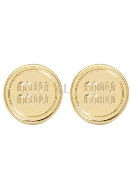 Round Logo Earrings Gold - MIU MIU - BALAAN 2