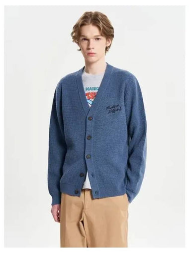 Men s Lettering Comfort Spring Fall Cardigan Storm Blue Domestic Product - MAISON KITSUNE - BALAAN 1