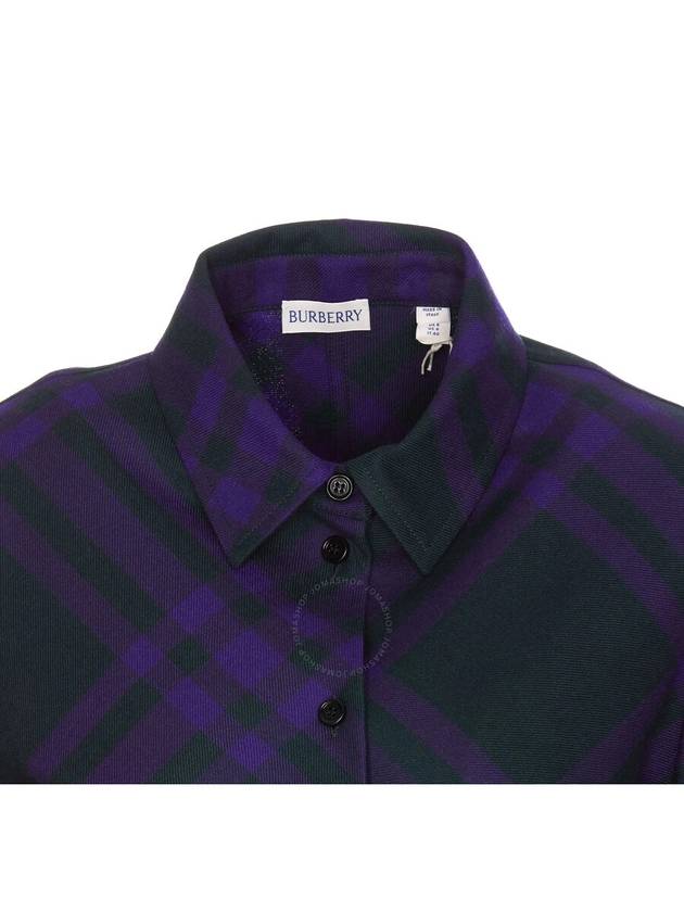 Check Wool Shirt Midi Dress Purple - BURBERRY - BALAAN 4