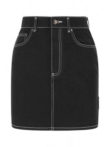 Denim zipper button mini high waist H-line skirt black - BURBERRY - BALAAN 1