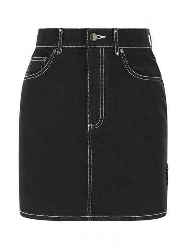 Denim zipper button mini high waist H-line skirt black - BURBERRY - BALAAN 1