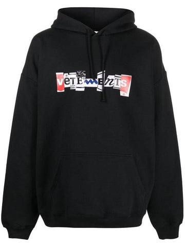 Mixed Logo Hoodie Black - VETEMENTS - BALAAN 1