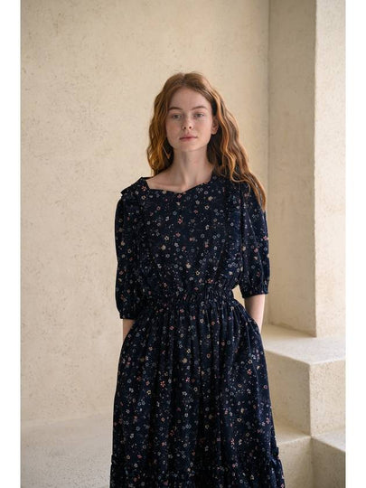 Caisienne Heart Neck Flower Frill Long One Piece_Navy - CAHIERS - BALAAN 2