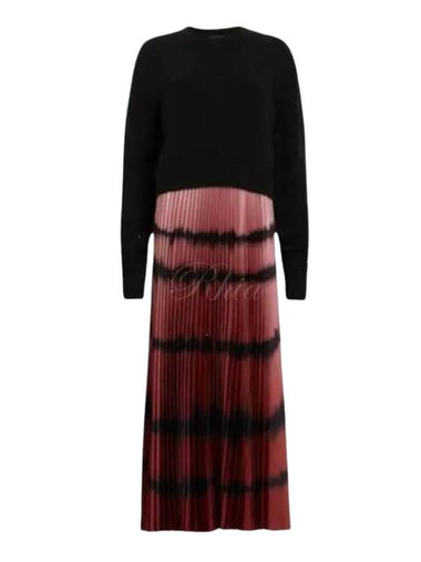 Curtis 2 In 1 Ombre Tie Dye Midi Dress Black Red - ALLSAINTS - BALAAN 1