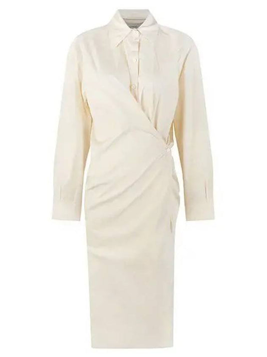 Straight Collar Twist Long Dress Cream - LEMAIRE - BALAAN 2