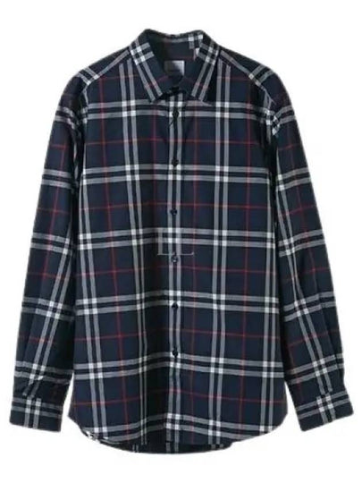 Men's Vintage Check Long Sleeve Shirt Navy - BURBERRY - BALAAN 2