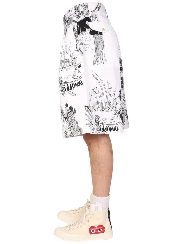 Printed Wide Leg Shorts White - COMME DES GARCONS - BALAAN 4