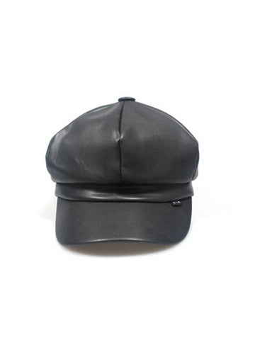 Newsboy Ball Cap Leather Black P00000GS - DONTFORGETME - BALAAN 1