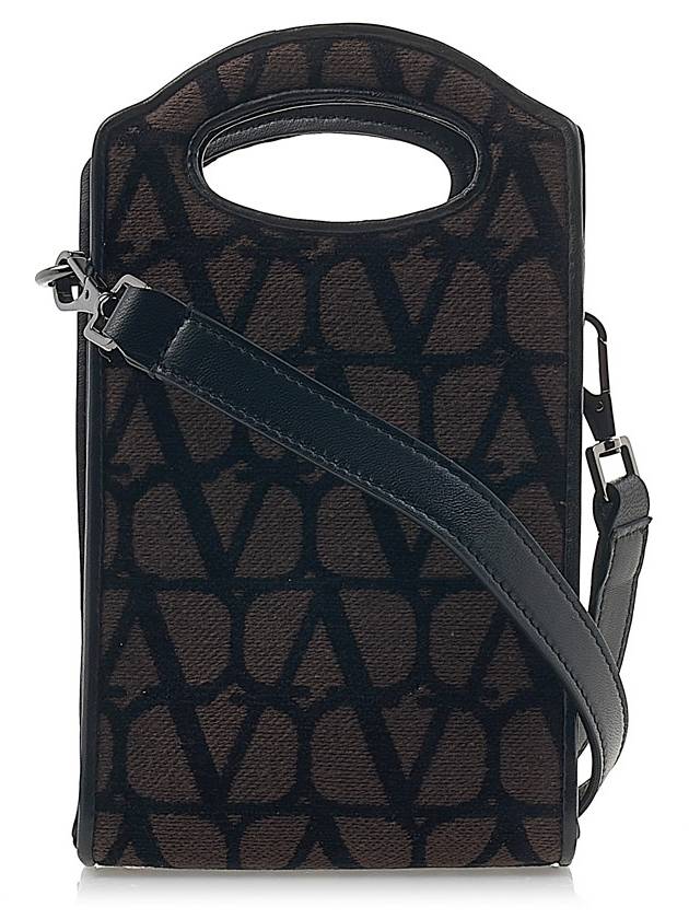 V Logo Mini Fabric Cross Bag Brown - VALENTINO - BALAAN 4