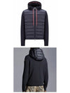 Logo Patch Down Hoodie Cardigan Navy - MONCLER - BALAAN 6