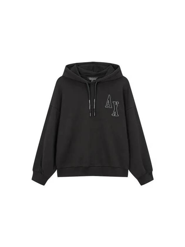 Women s Hairy Logo Patch Hooded Sweatshirt Black 271195 - ARMANI EXCHANGE - BALAAN 1