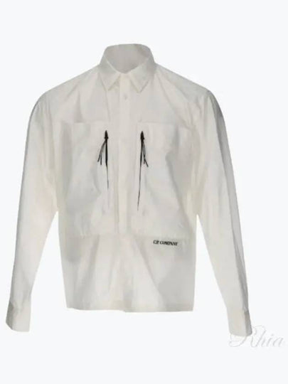 Cotton Popeline Over Long Sleeve Shirt White - CP COMPANY - BALAAN 2