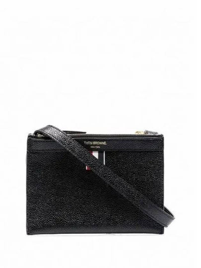 Document Holder Pebble Grain Leather Mini Cross Bag Black - THOM BROWNE - BALAAN 2